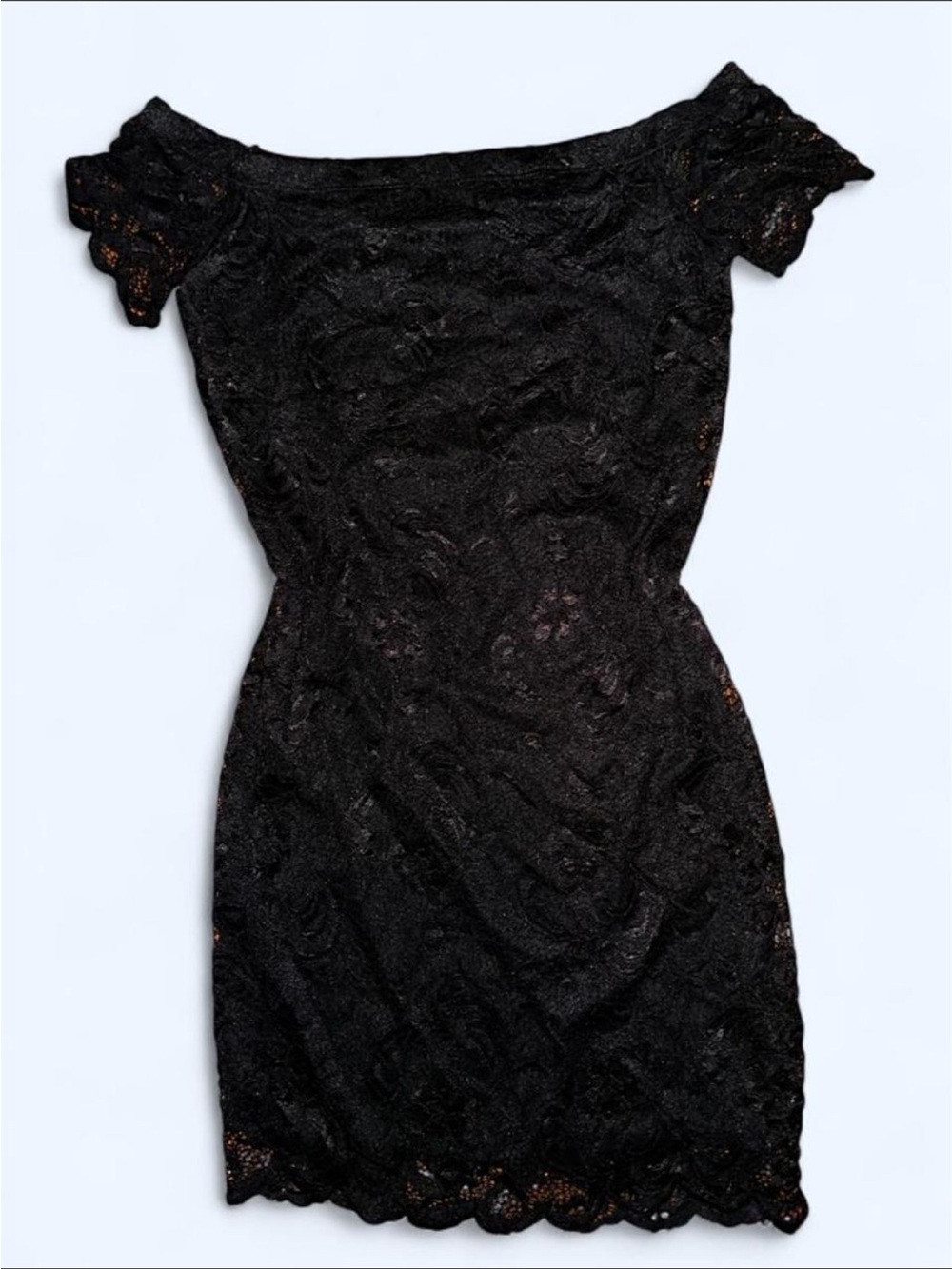 Ambiance Black Lace Off-the-Shoulder Sheath Dress